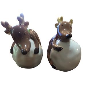 Reindeer Games Salt and Pepper Shaker NEW By St. Nicholas Square